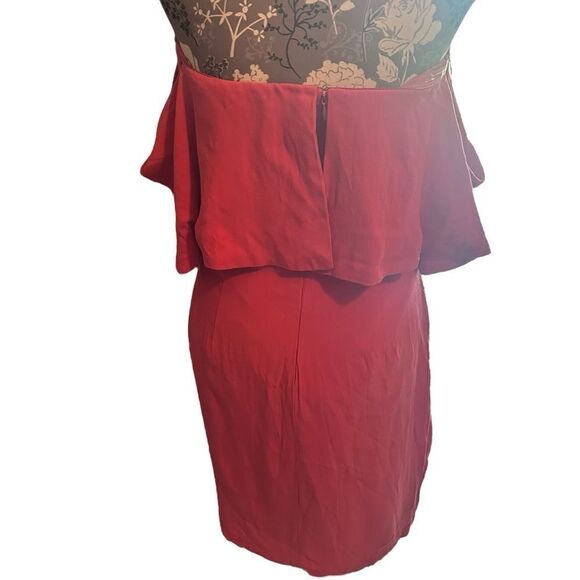 Cupcakes & Cashmere Rudy Crepe Off the Shoulder mini dress persimmon red -6 - Picture 3 of 6